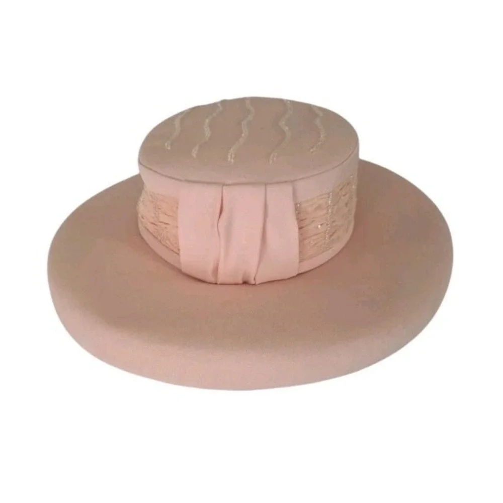 Fifth‎ Sunday Exclusive Hat Peach Beaded Polyester Paper Church Hat Style 87388